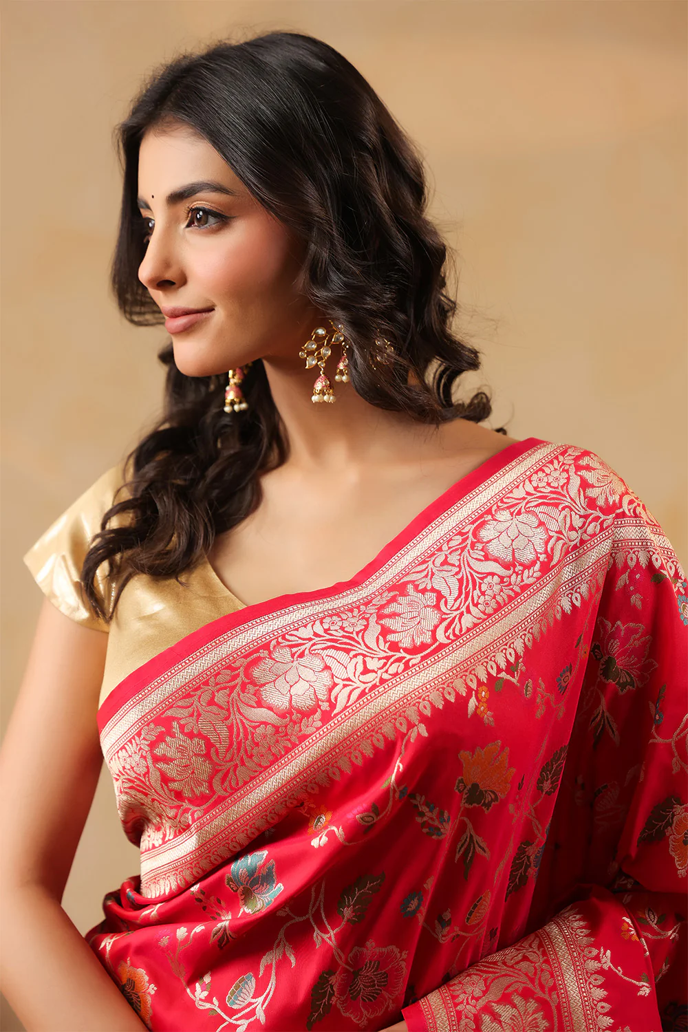 Rani Silk Banarasi Woven Saree - Image 3