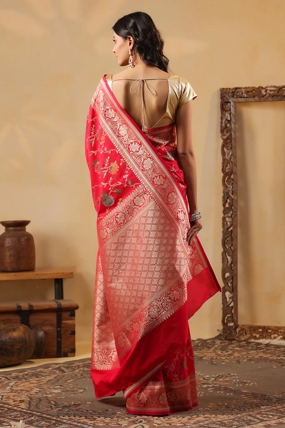 Rani Silk Banarasi Woven Saree - Image 8
