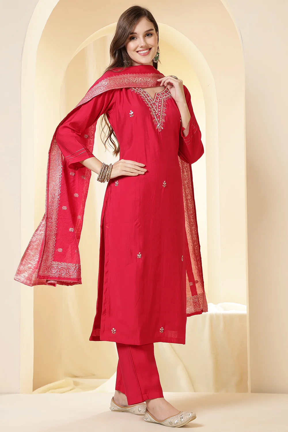 Rani Silk Embroidered Suit Set - Image 4