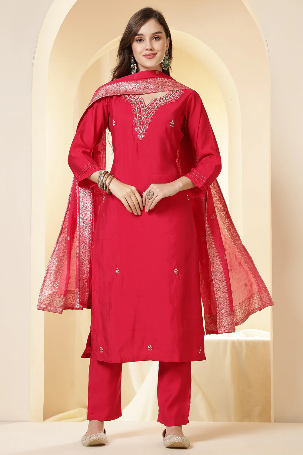Rani Silk Embroidered Suit Set - Image 5