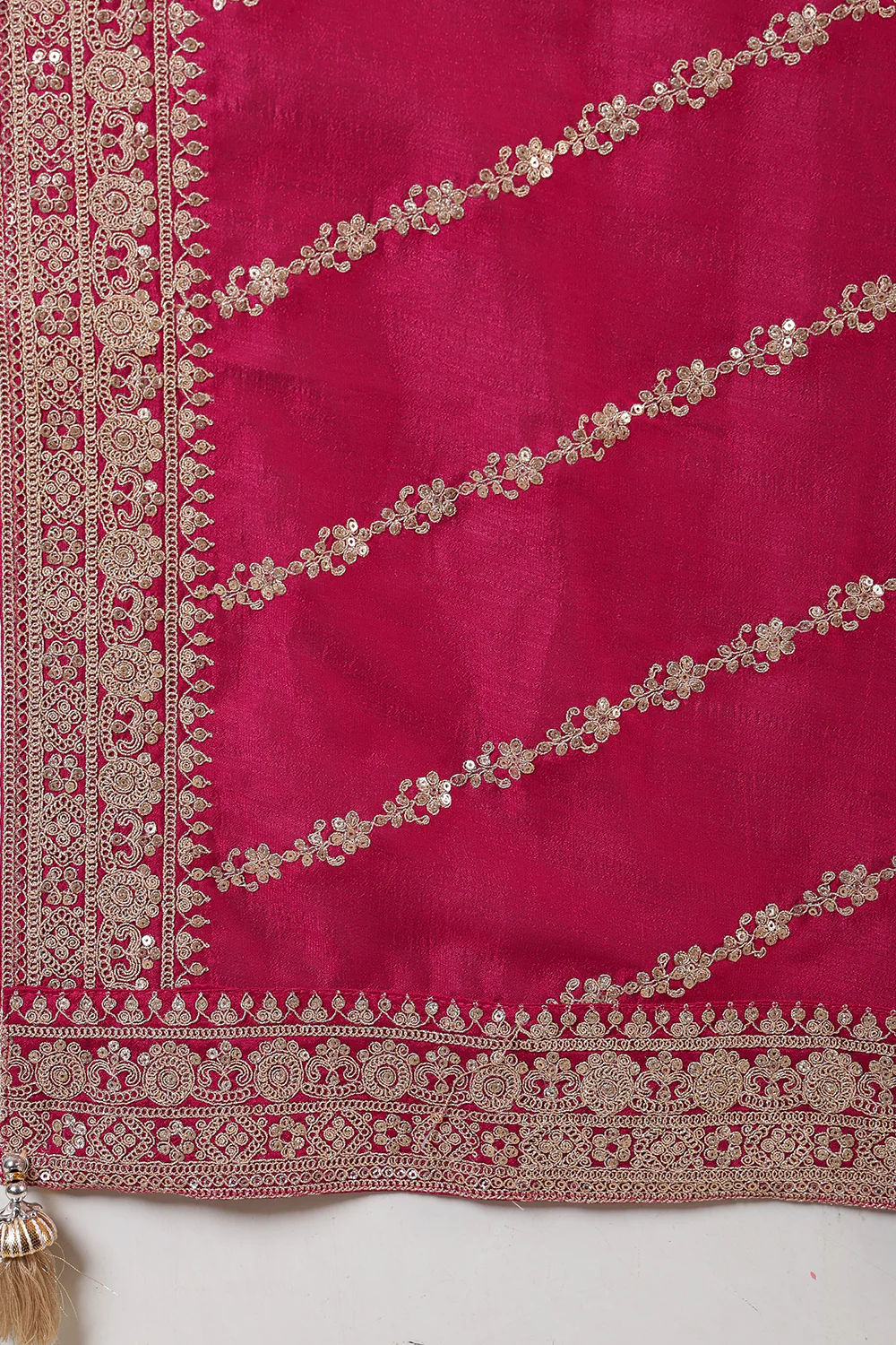 Rani Zari Embroidered Silk Suit With Farsi Salwar - Image 8