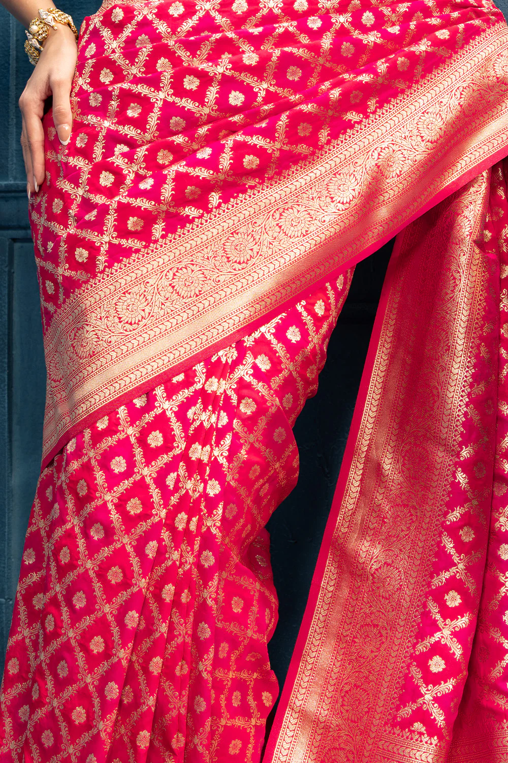 Rani Zari Woven Fuji Silk Saree - Image 10