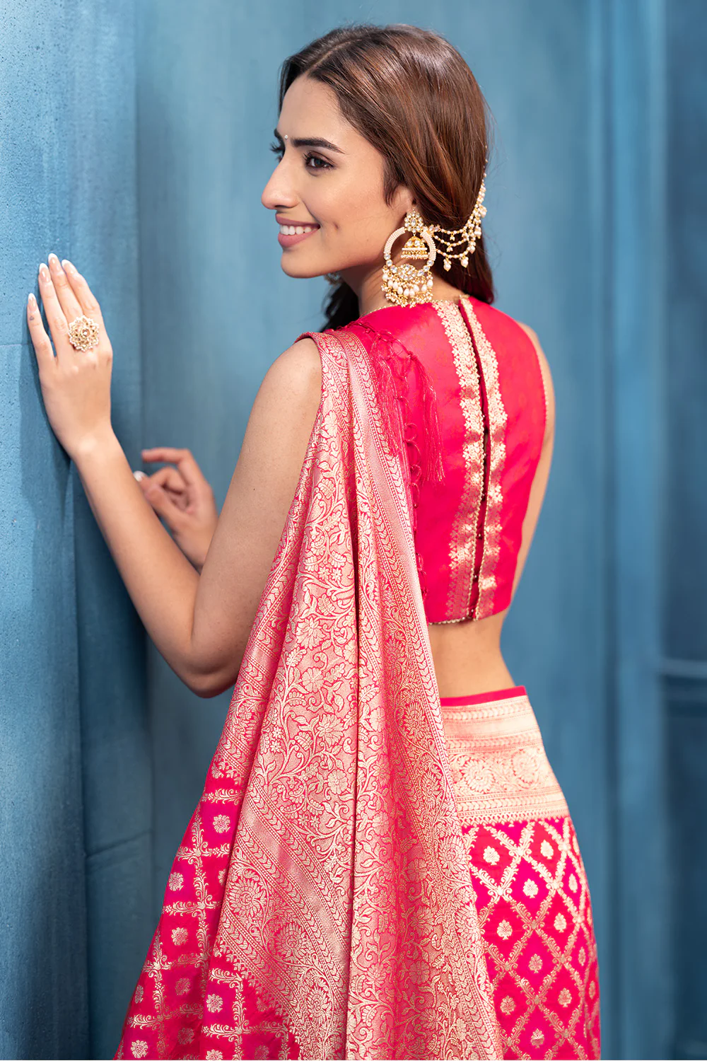 Rani Zari Woven Fuji Silk Saree - Image 4