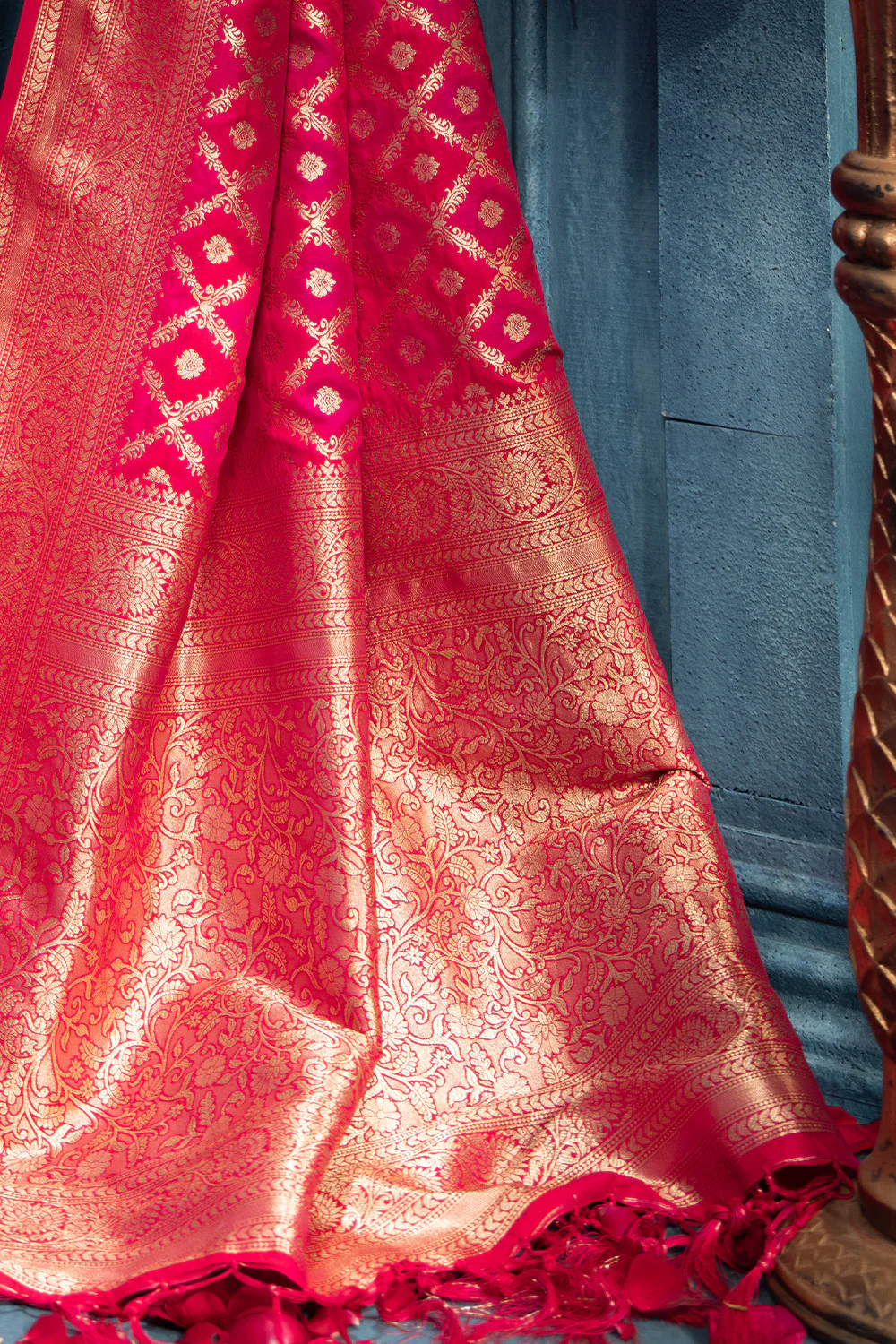 Rani Zari Woven Fuji Silk Saree - Image 9