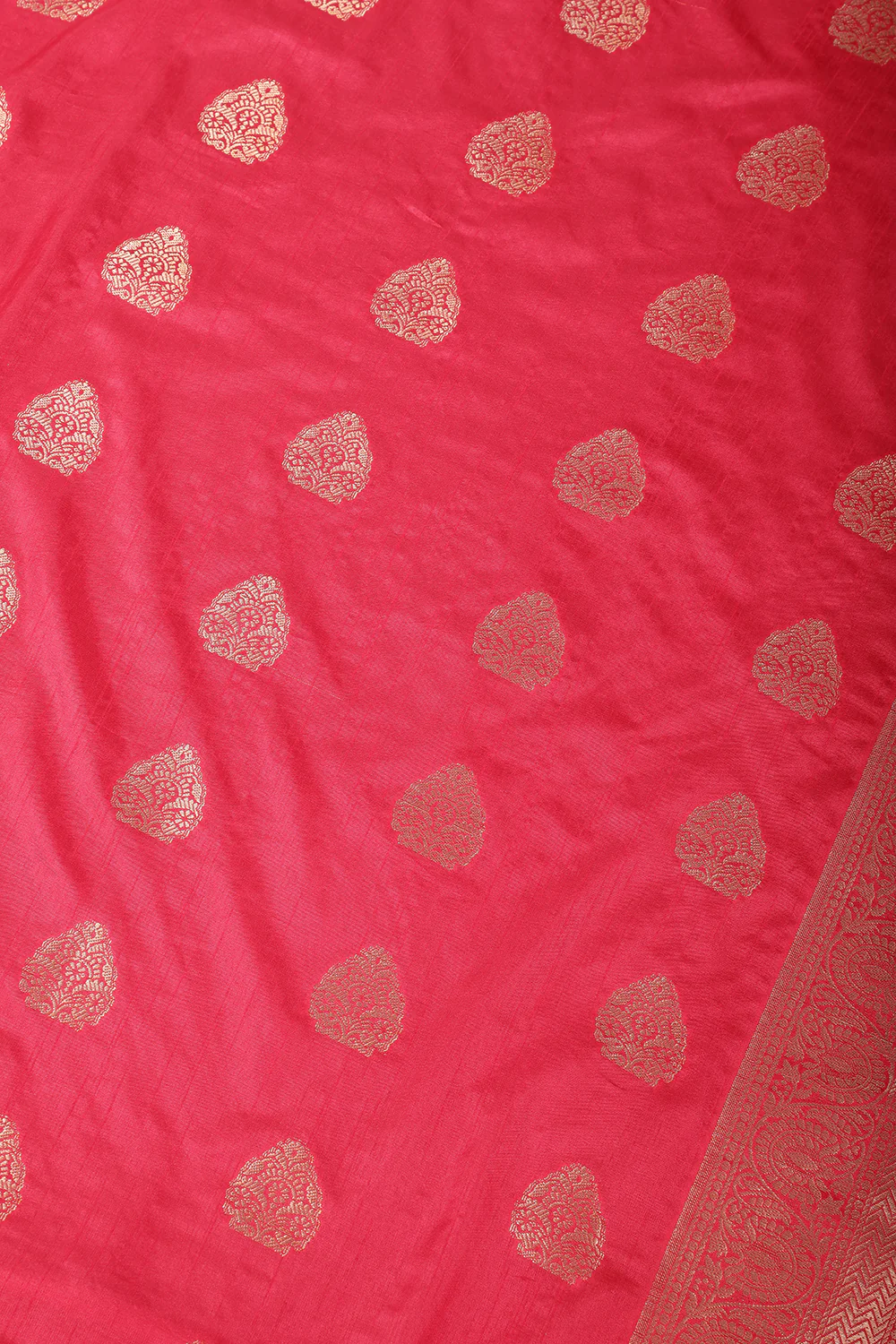 Raspberry Color Silk Zari Woven Saree - Image 4