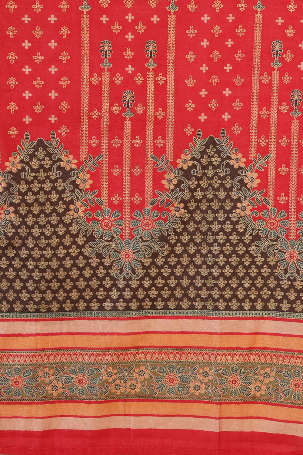 Red Color Printed Silk Embroidered Suit Set - Image 8