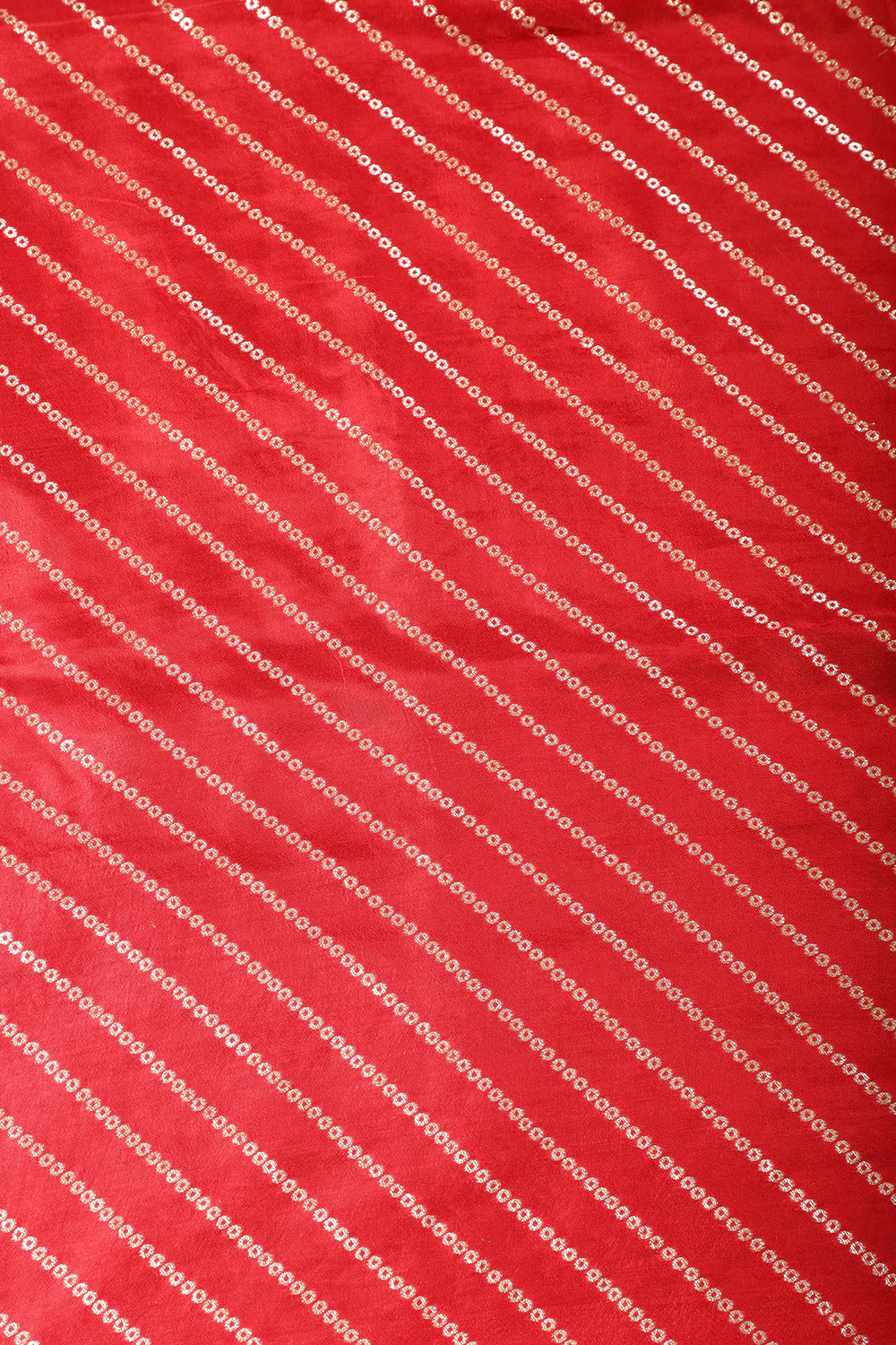Red Modal Silk Saree with Zari Pinstripes - Image 7
