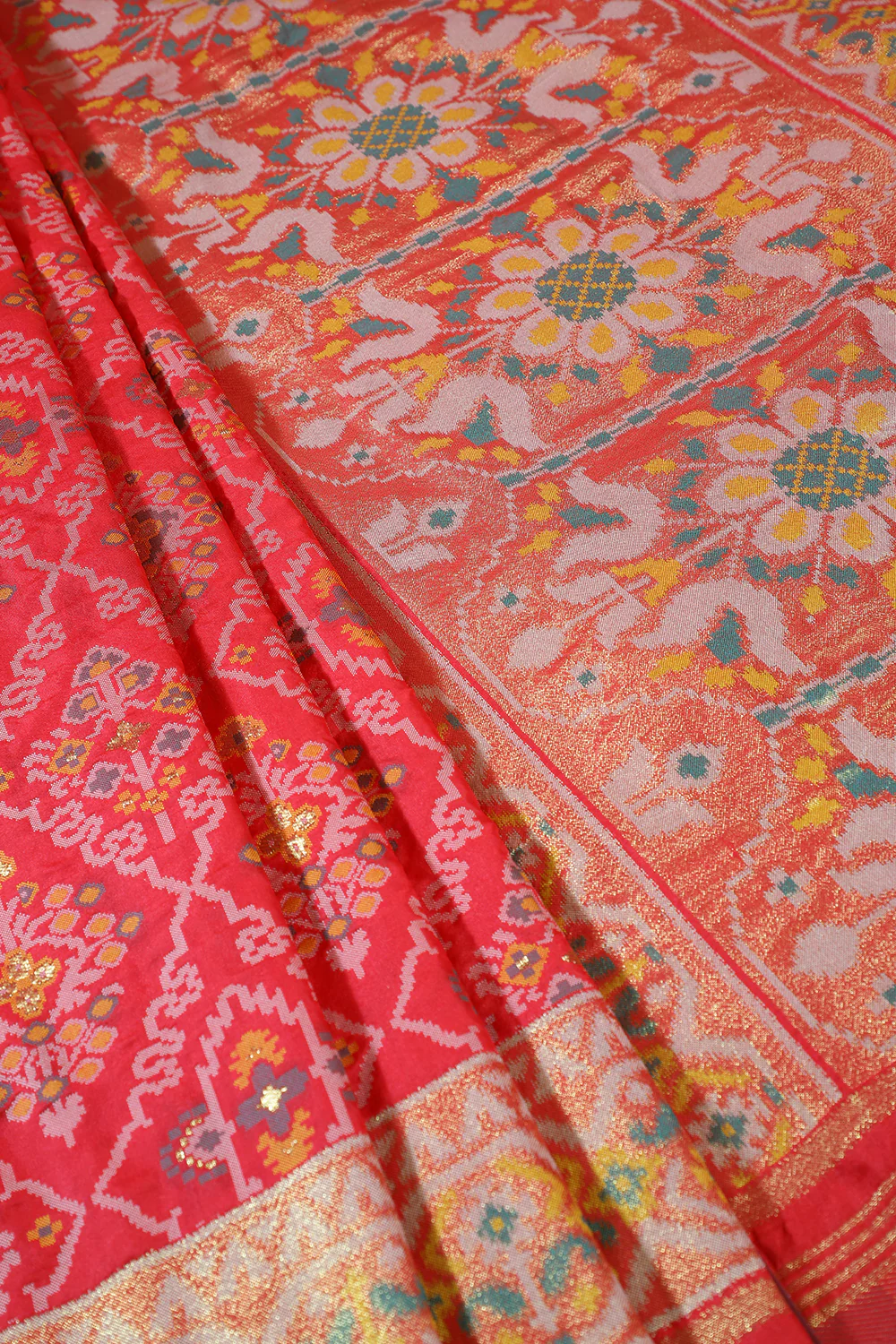 Red Silk Patola Woven Saree - Image 2
