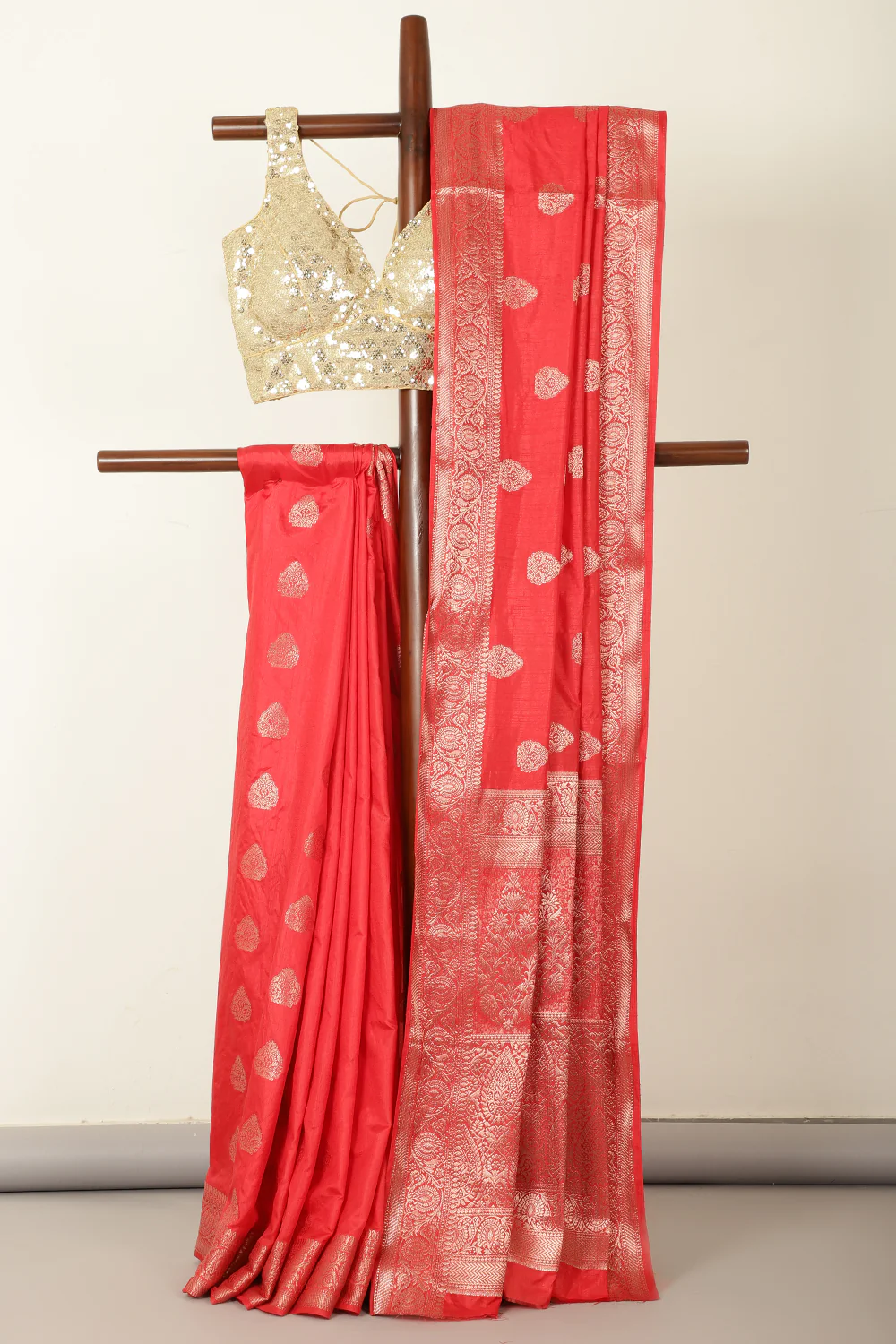 Red Silk Zari Woven Saree