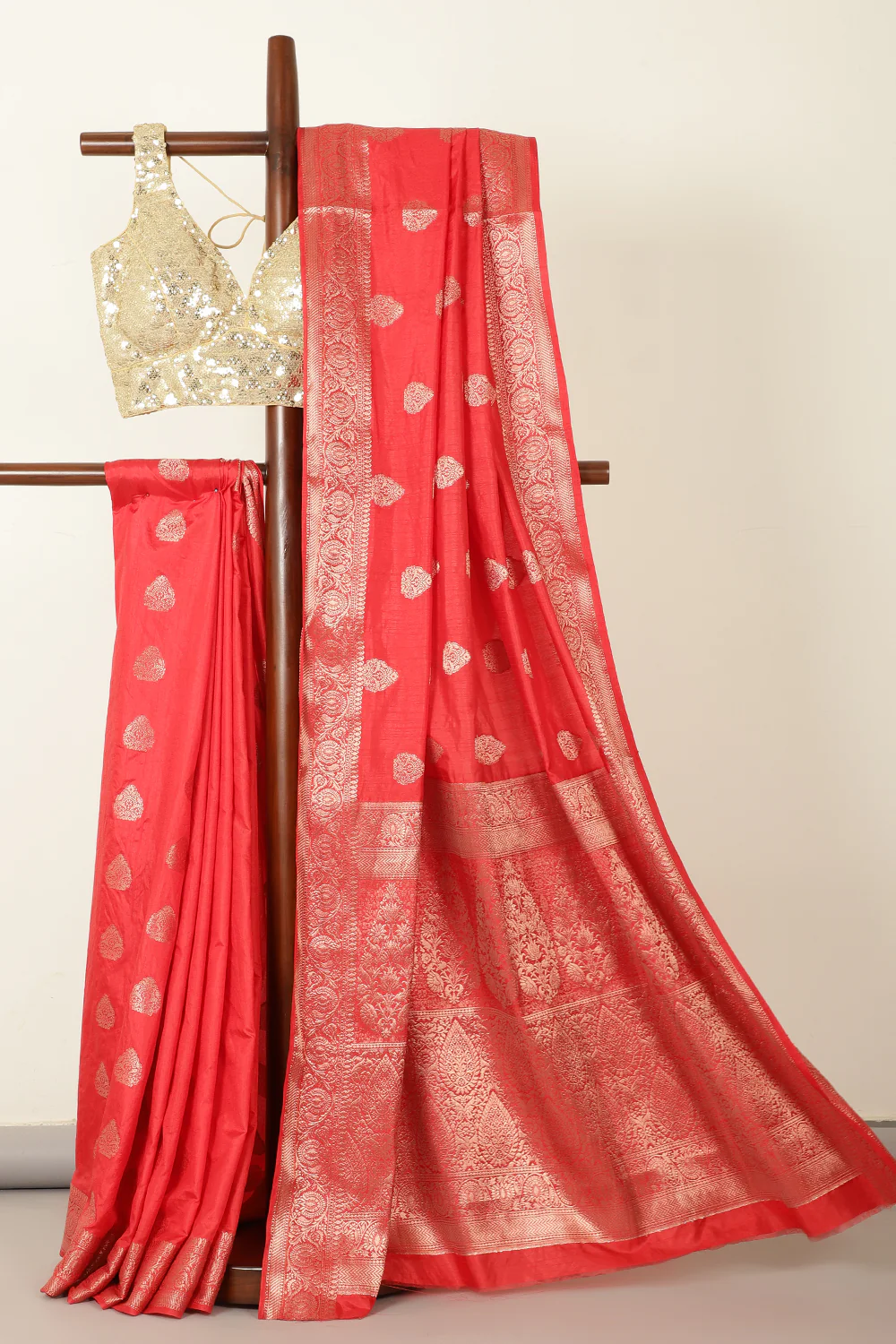 Red Silk Zari Woven Saree - Image 2