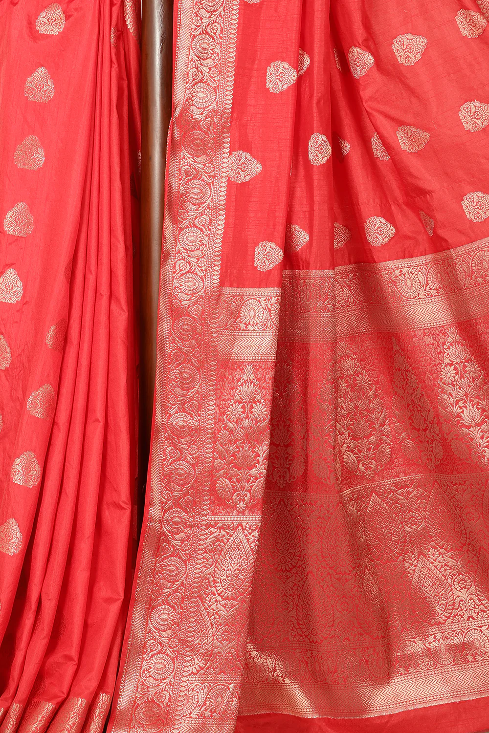 Red Silk Zari Woven Saree - Image 3