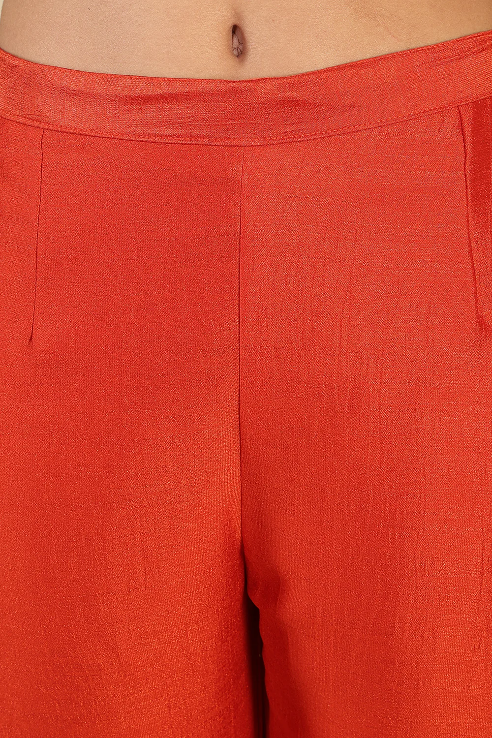 Rust Crepe Silk Neck Embroidered Suit - Image 7