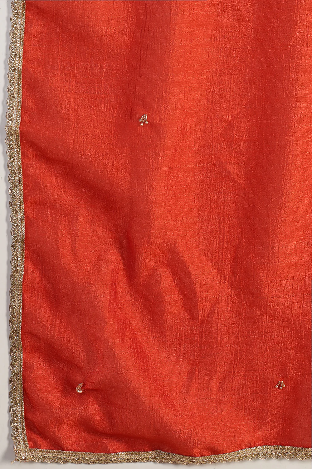 Rust Crepe Silk Neck Embroidered Suit - Image 8