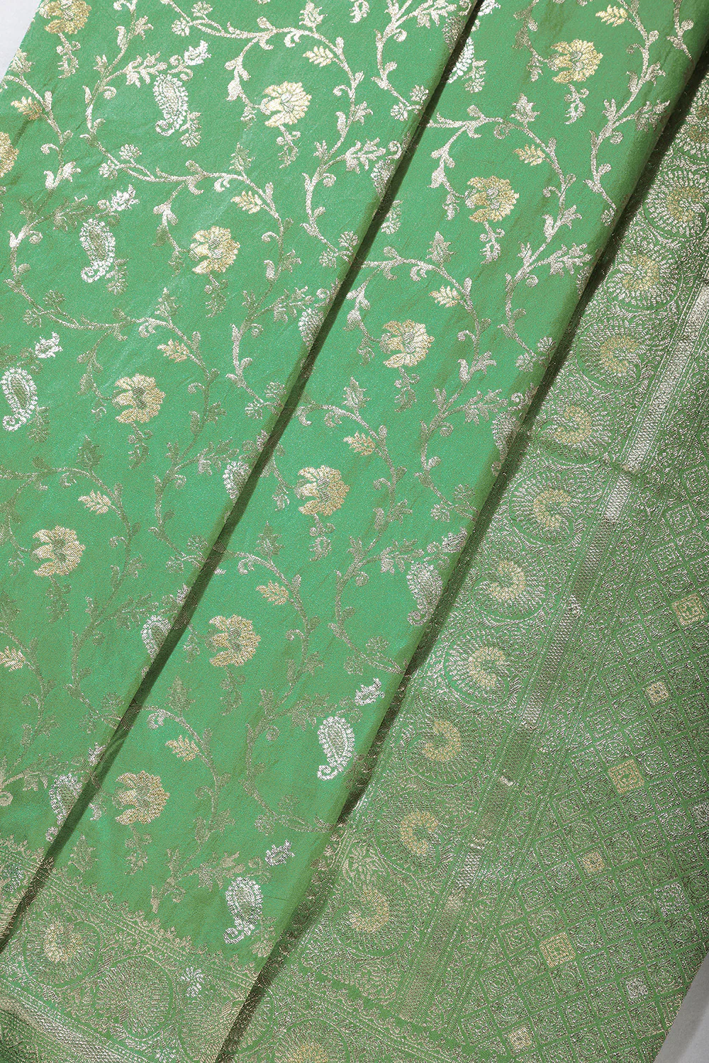 Sea Green Color Zari Woven South Silk Saree - Image 5