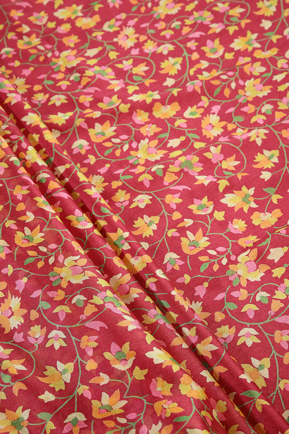Shiraz Color Chiffon Floral Zari Border Printed Saree - Image 3