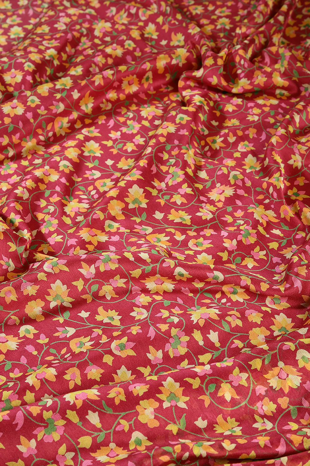 Shiraz Color Chiffon Floral Zari Border Printed Saree - Image 4