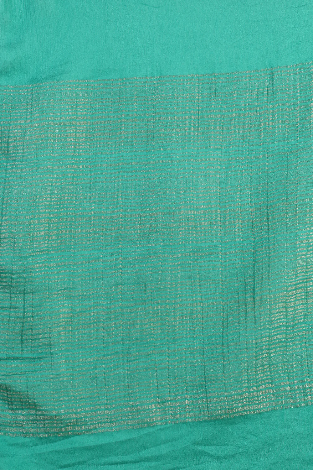 Teal Chiffon Zari Border Saree - Image 2