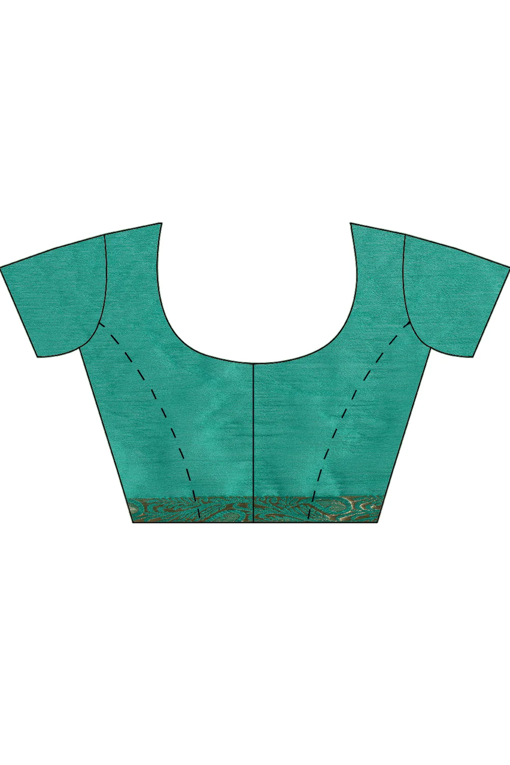 Teal Chiffon Zari Border Saree - Image 3