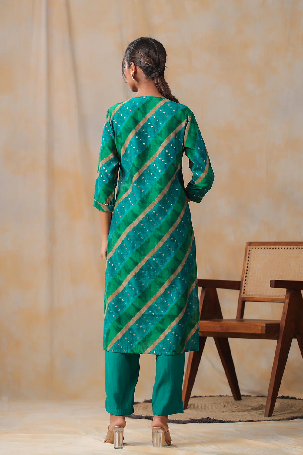 Teal Colour Cotton Mirror Work Kurti - Image 7