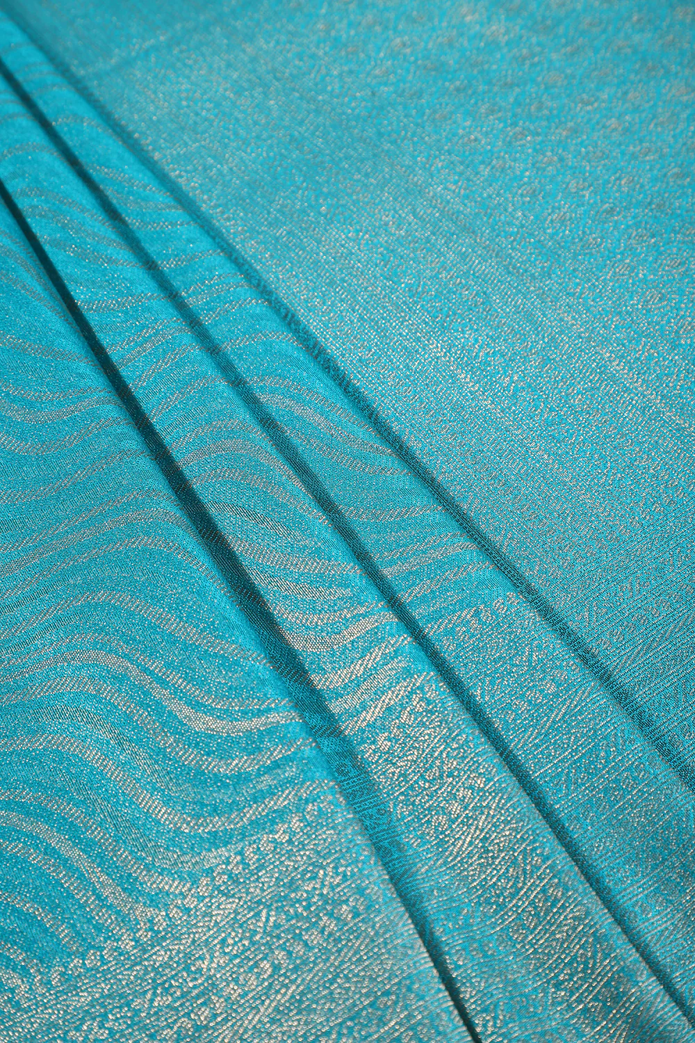 Teal Colour Soft Silk Leheria Zari Woven Saree - Image 2