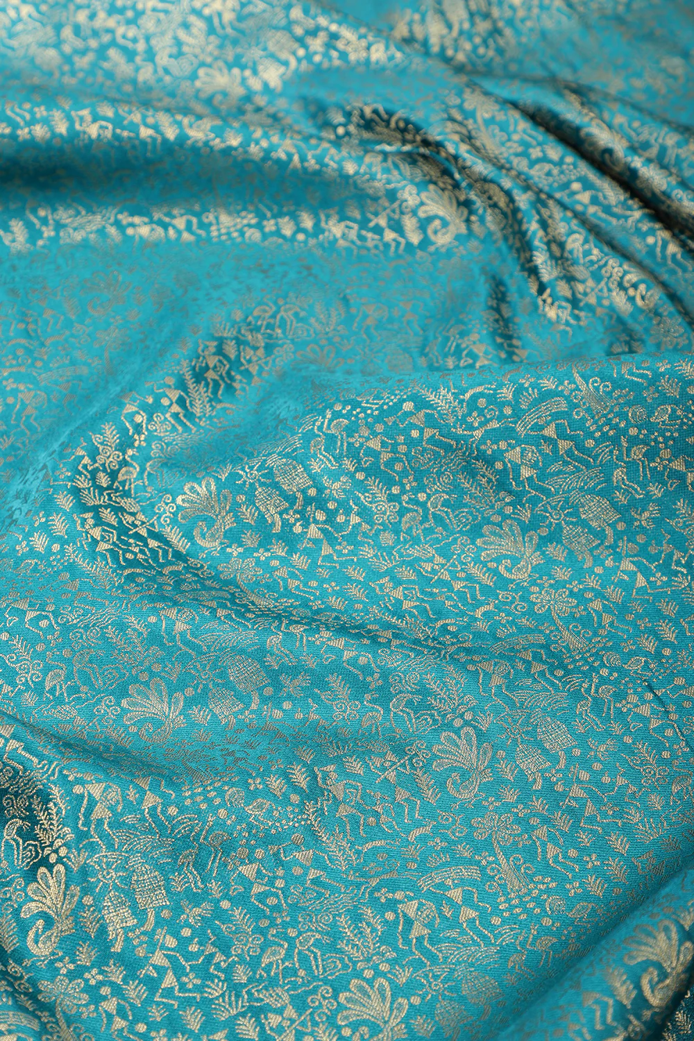 Turquois Zari Woven Soft Silk Saree - Image 4