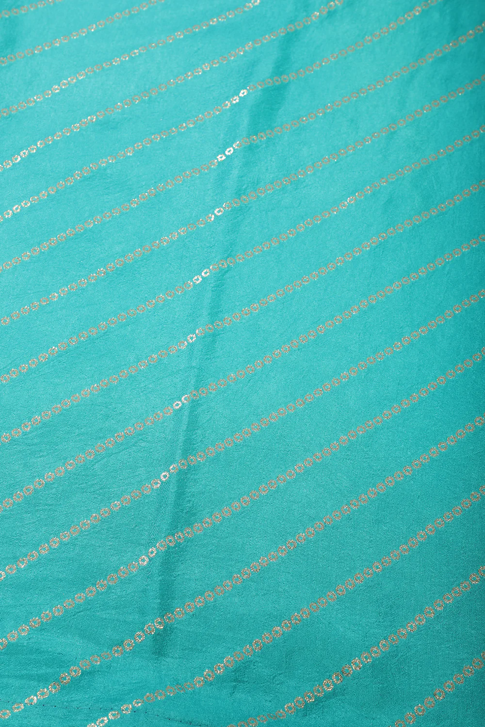 Turquoise Modal Silk Saree with Zari Pinstripes - Image 5