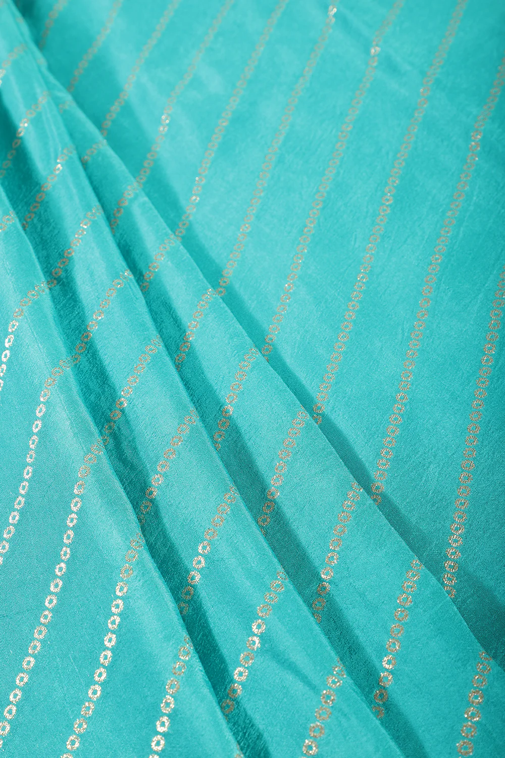 Turquoise Modal Silk Saree with Zari Pinstripes - Image 7