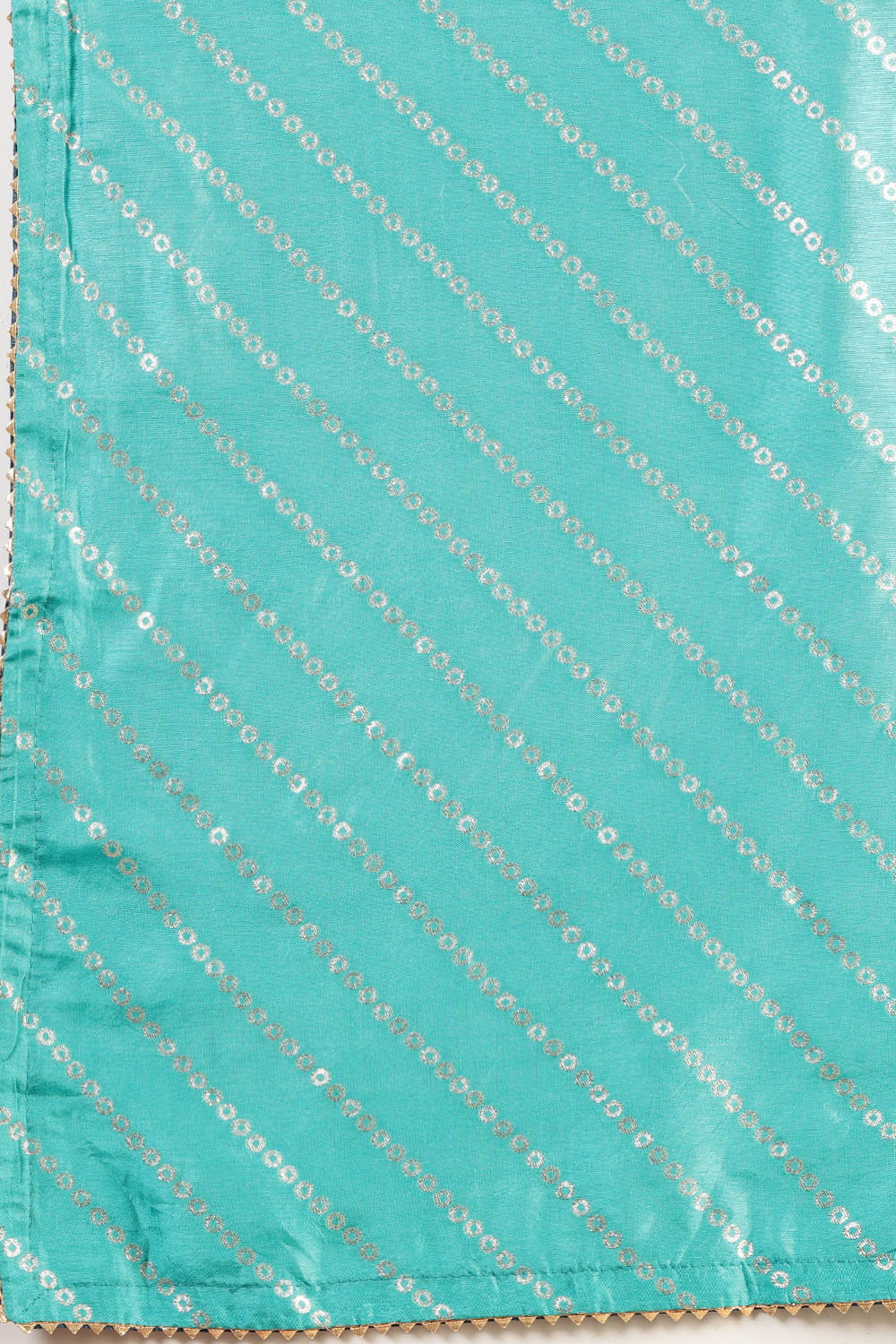 Turquoise Modal Silk Saree with Zari Pinstripes - Image 8