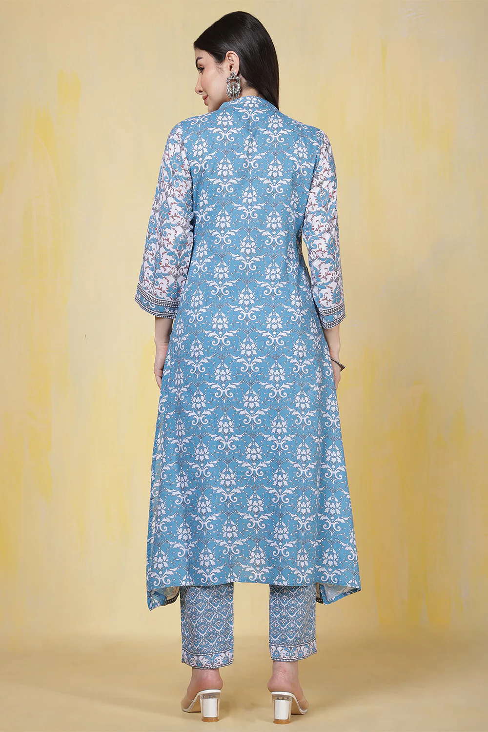 Turquoise Rayon Floral Printed Kurta Set - Image 7