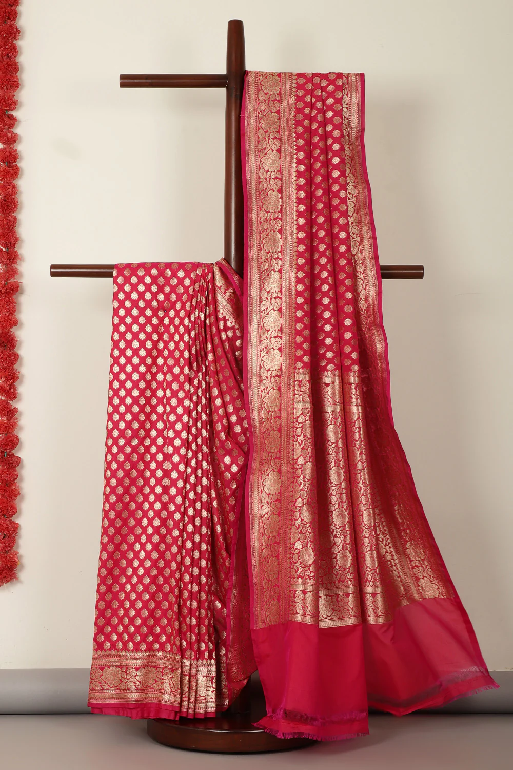Valentin Red Banarasi SIlk Woven Saree - Image 2