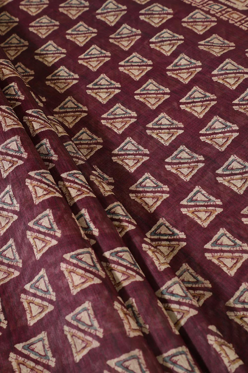 Wine Cotton Silk Printed Saree - Image 3