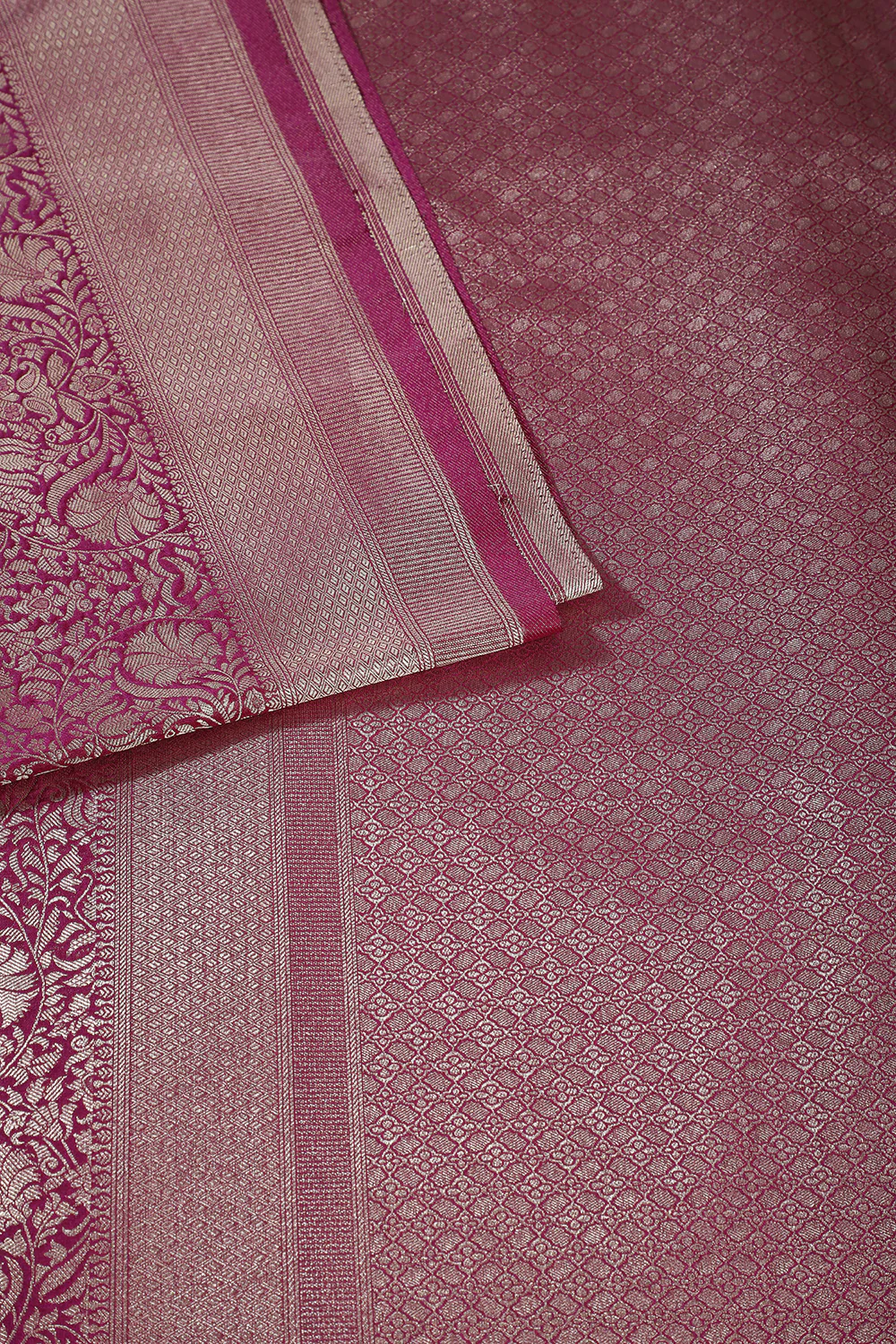 Wine Floral Zaal Woven South Silk Saree - Image 3