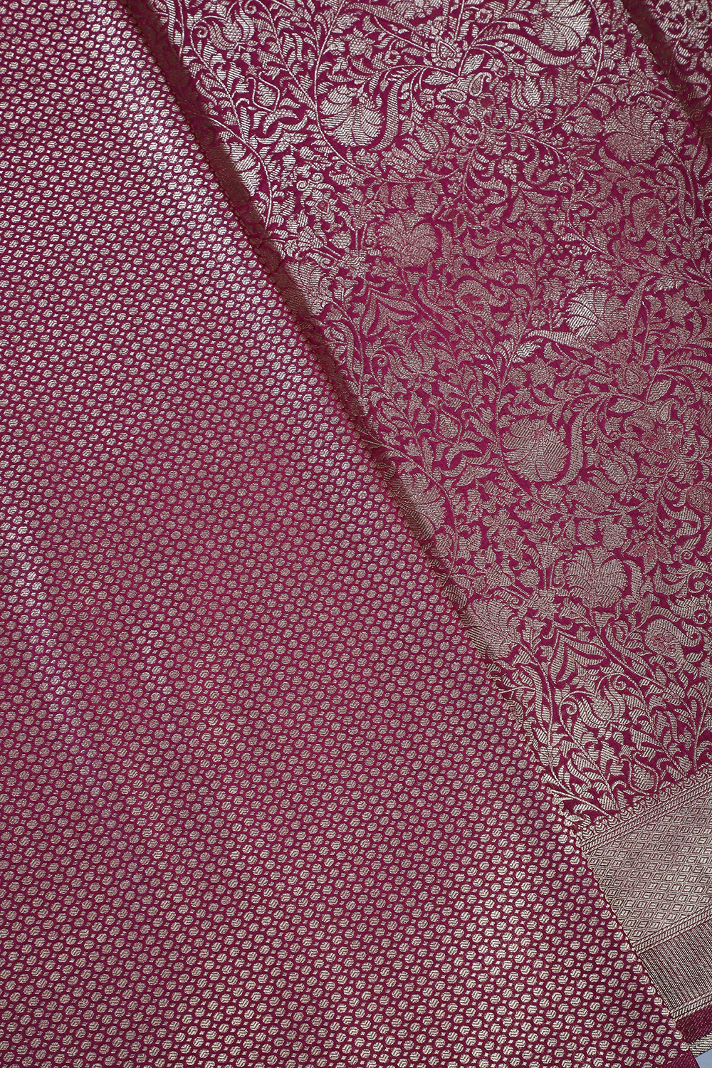 Wine Floral Zaal Woven South Silk Saree - Image 4