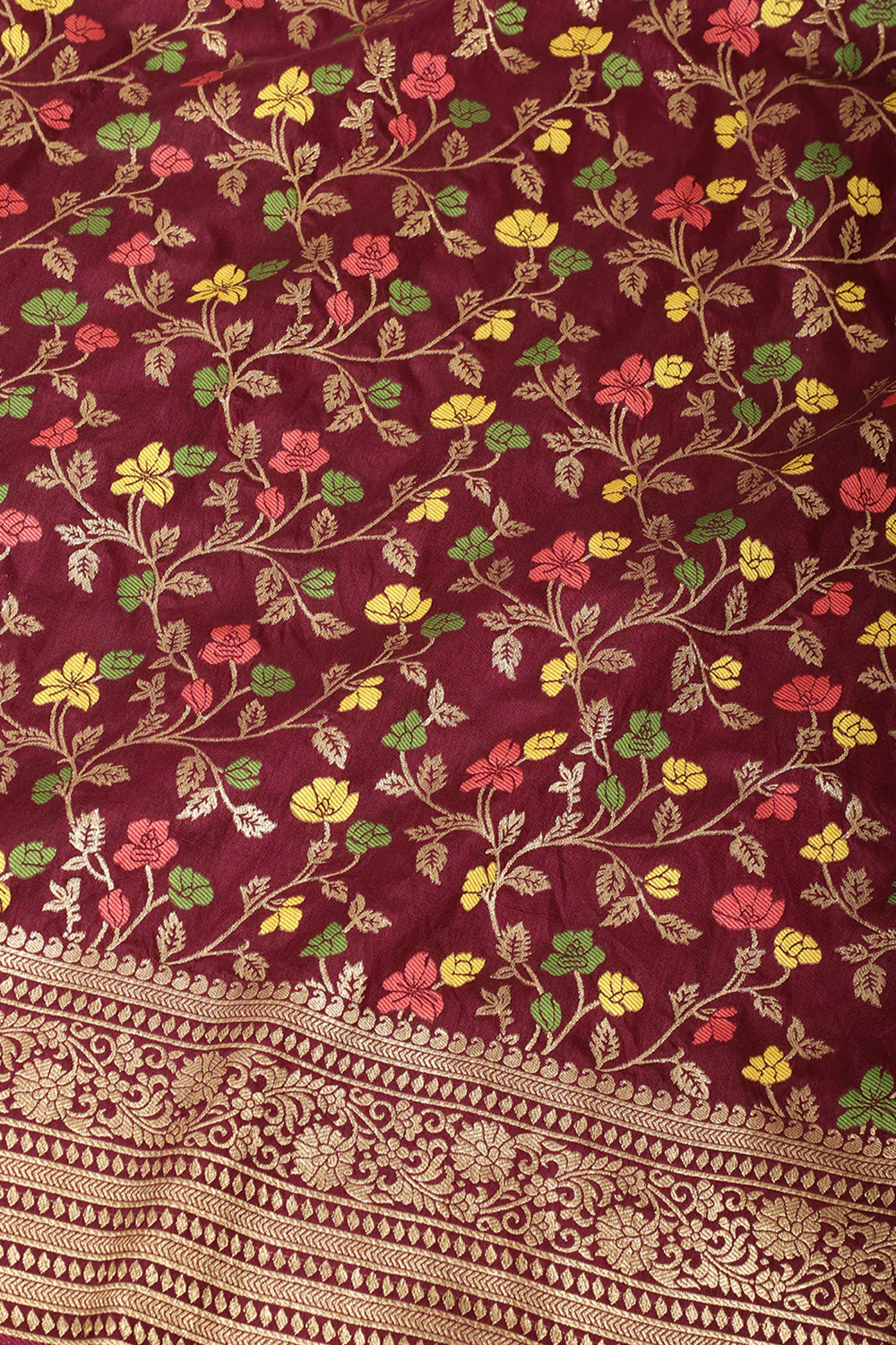 Wine Silk Resham & Zari Woven Saree - Image 4