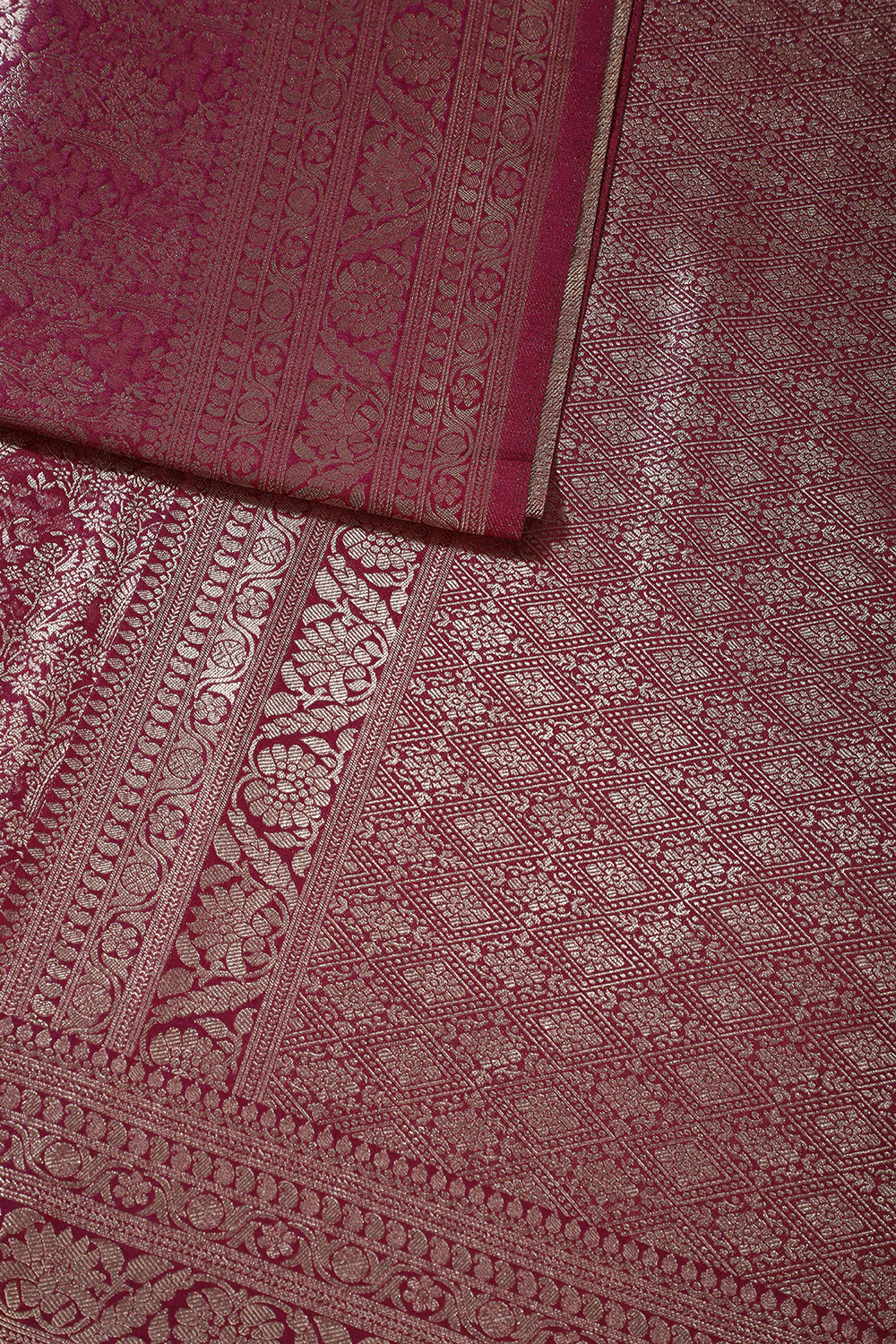 Wine South Silk Floral Zaal Woven Saree - Image 3
