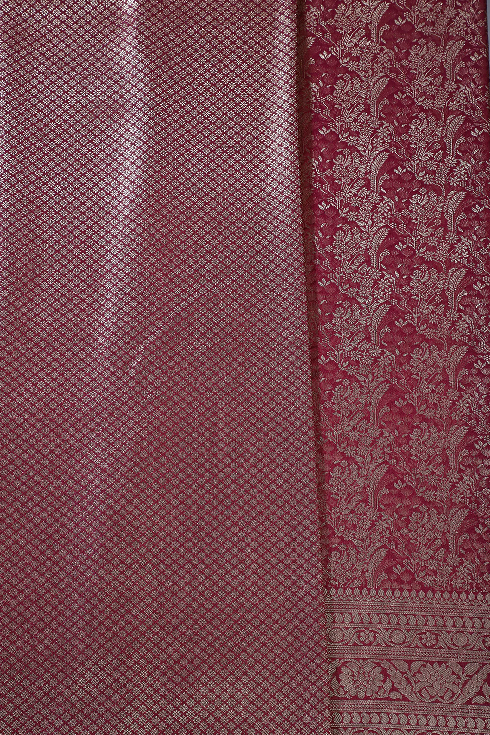 Wine South Silk Floral Zaal Woven Saree - Image 4