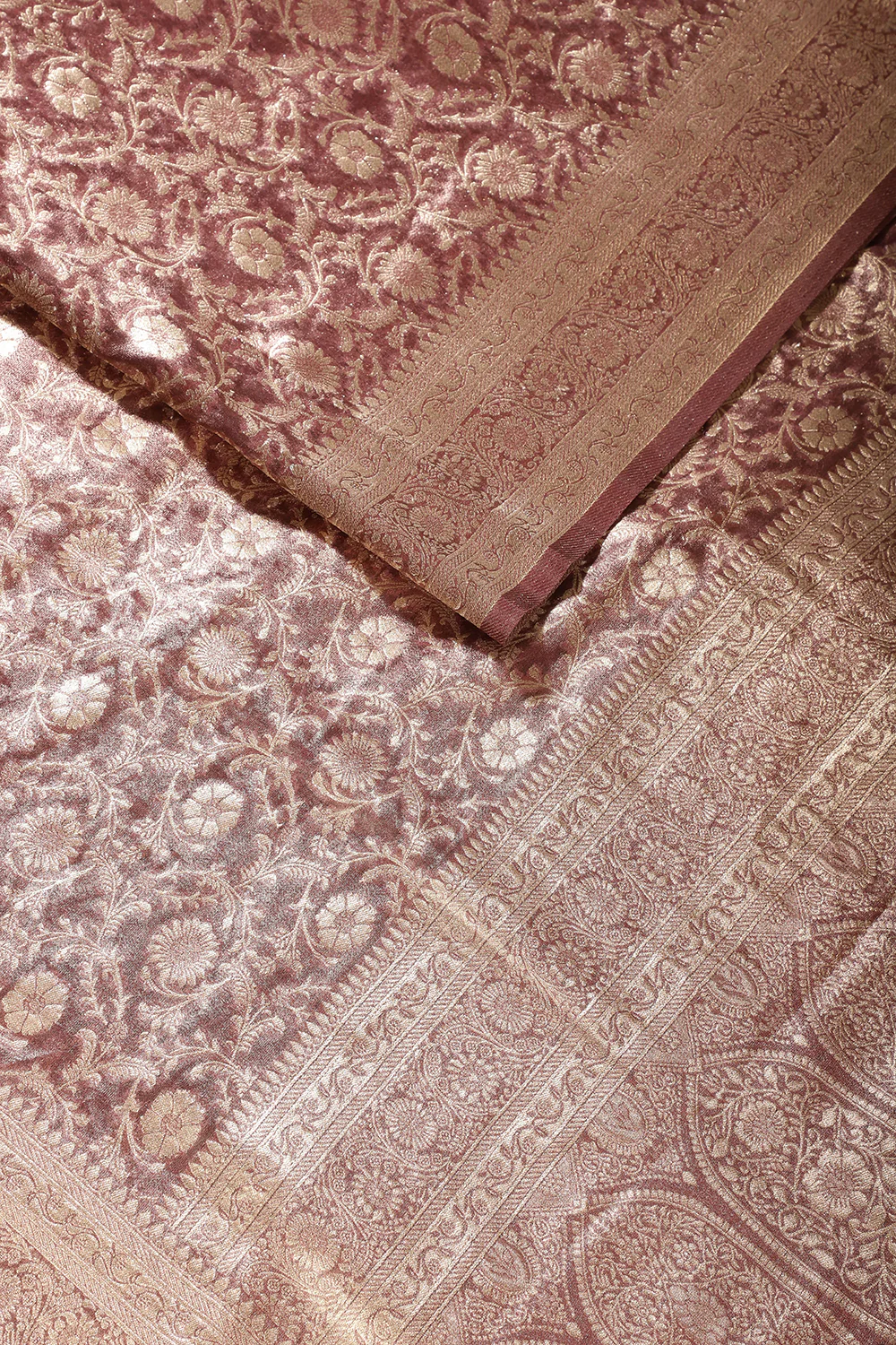 Wine Tissue Silk Banarasi Woven Saree - Image 2