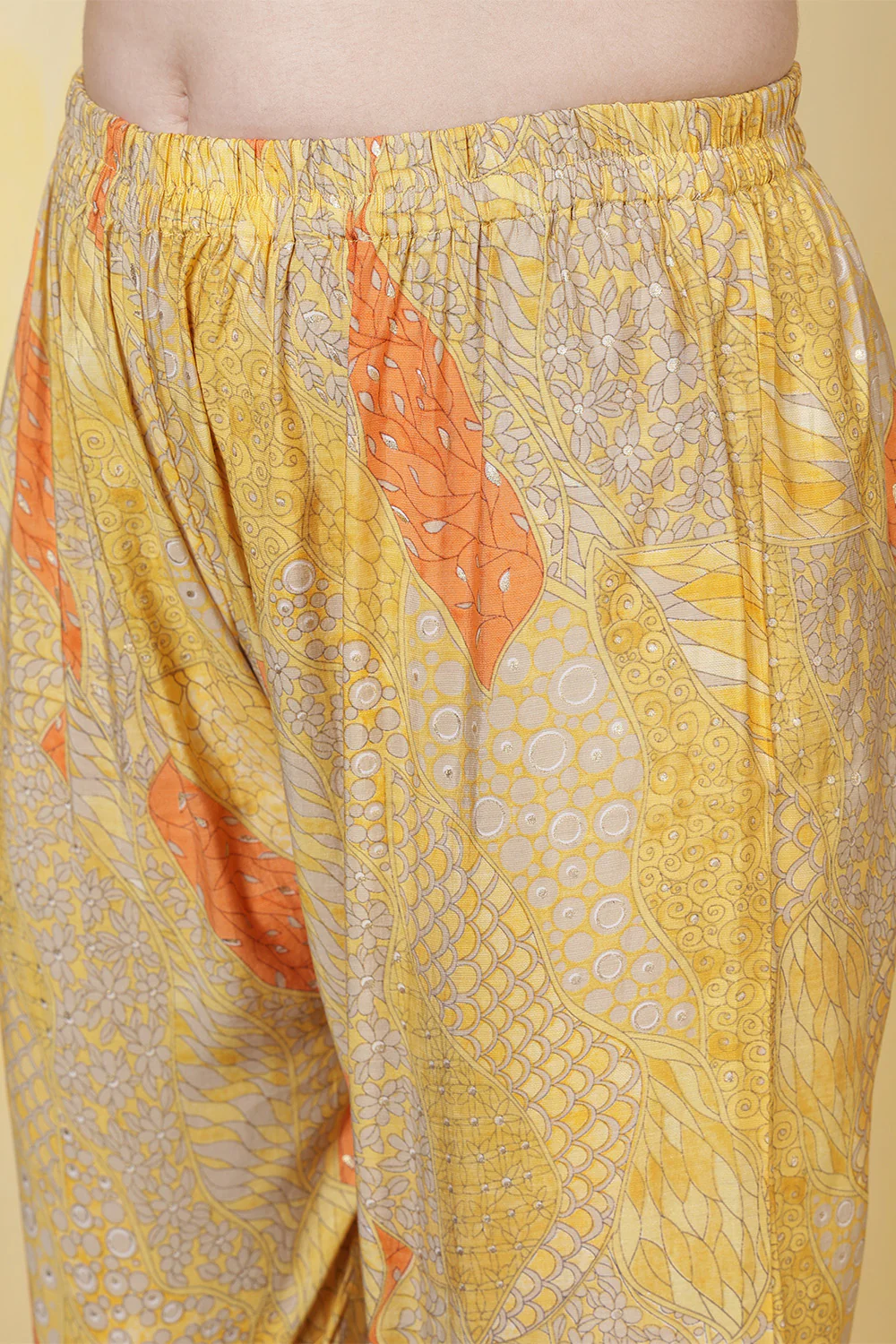 Yellow Cotton Printed Long Kurta Set - Image 6